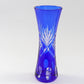 Small size Height:165mm Hand engraved and blue colored glass flower bud vase