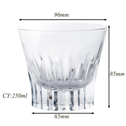 JP-068--#2 250 ml Sparkling Hand cut jeweled crown pattern Lead Free Crystal Rocks Glass Barware