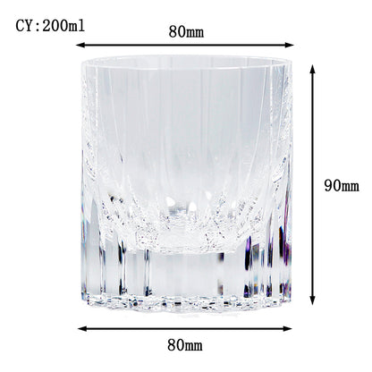 JP-091  200 ml  Heavy and Thick Bottom Transparent K9 Crystal Glass Tumblers---Hand engraved asterism Patterns