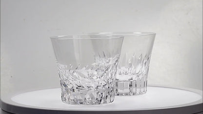 JP-068--#1  250 ml Sparkling Hand Cut Rotary Cross Pattern Lead Free Crystal Whiskey Glass Tumbler