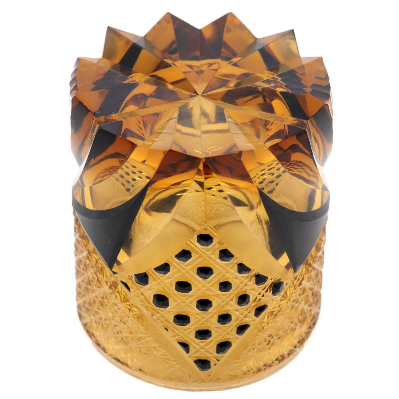 JP-016 Japanese Style Edo Kiriko Handcrafted Dark Knight Black Amber Whisky Glass With Gift Box