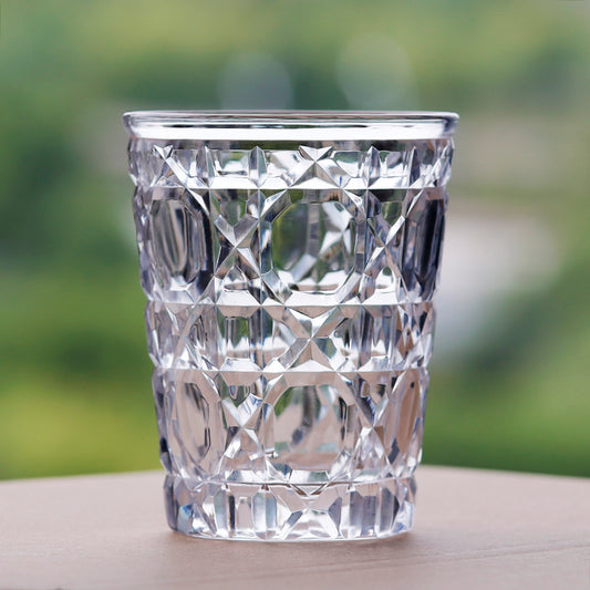 JP-045 Clear Crystal Glass Highball Glass Tumblers---Hand engraved big diamond Patterns
