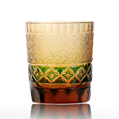 JP-047 250 ml Handcrafted Green Edo Kiriko Whiskey Glass Tumbler With Gift Box