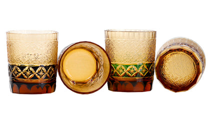 JP-047 250 ml Japanese Style Edo Kiriko Black Whiskey Glass Tumblers with hand cut Shippo / seven treasures design