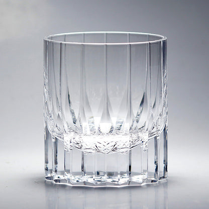 JP-069  Heavy and Thick Bottom Lead Free Crystal Whiskey Glass Tumblers---Hand engraved asterism Patterns