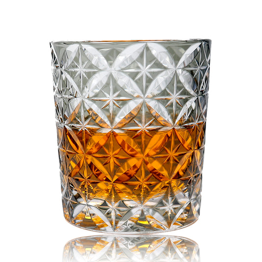 JP-051  250ml Small Japanese Style Edo Kiriko Handcrafted Grey Shippo Whisky Glass With Gift Box