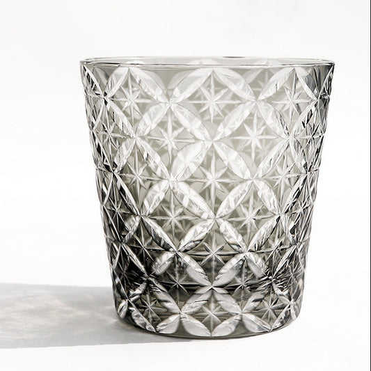 Grey Whiskey Glass Tumbler Hand Cut Stars 12oz