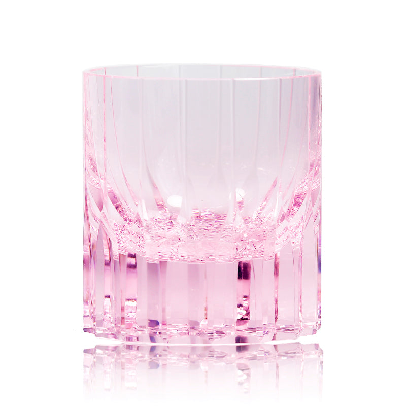 JP-091  200 ml Deep orgue bevel cuts Whiskey Tumbler Heavy and Thick Bottom Rock Glass Tumbler Pink K9 Crystal Glass Tumblers---Hand engraved asterism Patterns