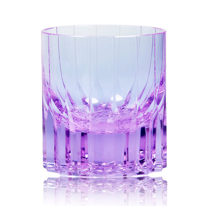 JP-091  200 ml  Heavy and Thick Bottom Purple K9 Crystal Glass Tumblers---Hand engraved asterism Patterns