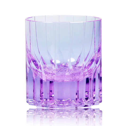 JP-091  200 ml  Heavy and Thick Bottom Purple K9 Crystal Glass Tumblers---Hand engraved asterism Patterns
