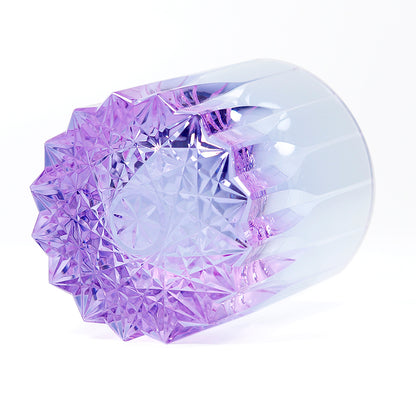 JP-091  200 ml  Heavy and Thick Bottom Purple K9 Crystal Glass Tumblers---Hand engraved asterism Patterns