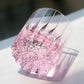 JP-091  200 ml Deep orgue bevel cuts Whiskey Tumbler Heavy and Thick Bottom Rock Glass Tumbler Pink K9 Crystal Glass Tumblers---Hand engraved asterism Patterns