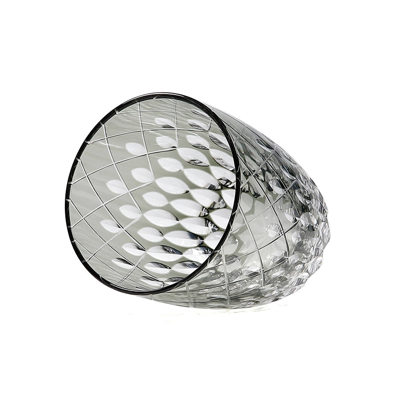 JP-062 30 cl Mouthblown Smokey Grey Highball Glass Tumblers With Hand Cut To Clear Cross & Raindrop Design
