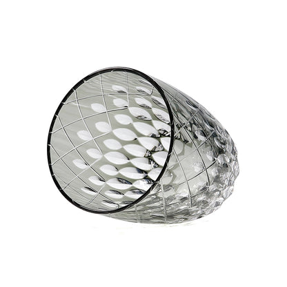 JP-062 30 cl Mouthblown Smokey Grey Highball Glass Tumblers With Hand Cut To Clear Cross & Raindrop Design