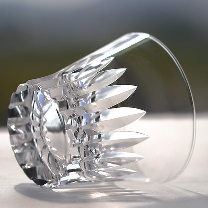 JP-068--#2 250 ml Sparkling Hand cut jeweled crown pattern Lead Free Crystal Rocks Glass Barware