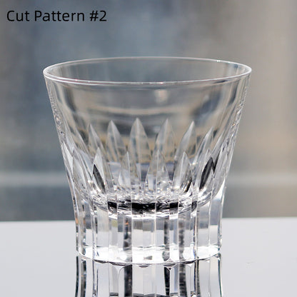 JP-068--#2 250 ml Sparkling Hand cut jeweled crown pattern Lead Free Crystal Rocks Glass Barware