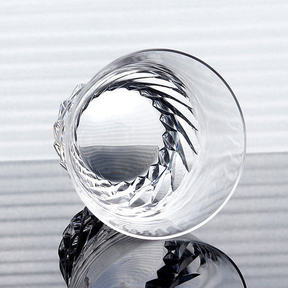 JP-068--#1  250 ml Sparkling Hand Cut Rotary Cross Pattern Lead Free Crystal Whiskey Glass Tumbler