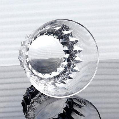 JP-068--#2 250 ml Sparkling Hand cut jeweled crown pattern Lead Free Crystal Rocks Glass Barware