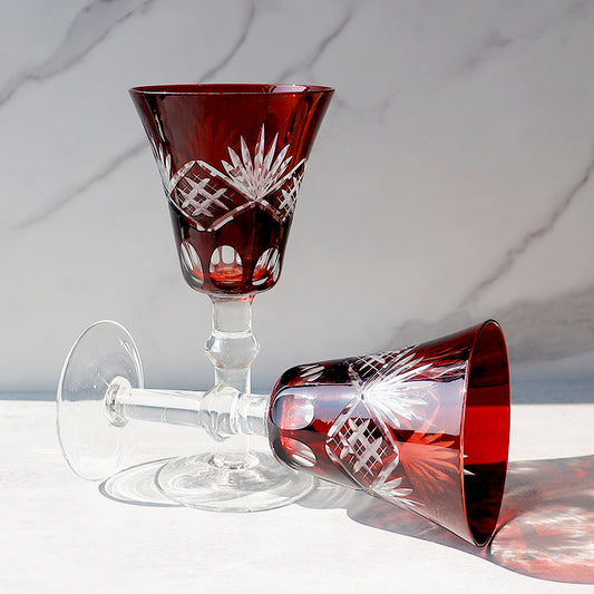 JINYOUJIA Prism Ripple Crystal Glass Household Goblet High Foot Glass  Handmade Ultra Thin Cold Incision Mouth Wine Glass