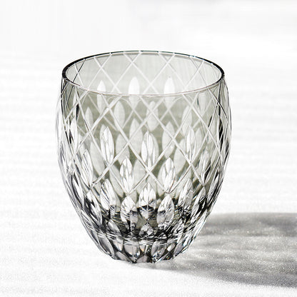 JP-063  Hand Cutting Japanese Style Whiskey Glass Tumblers With Hand Carved Crown Jewel Design