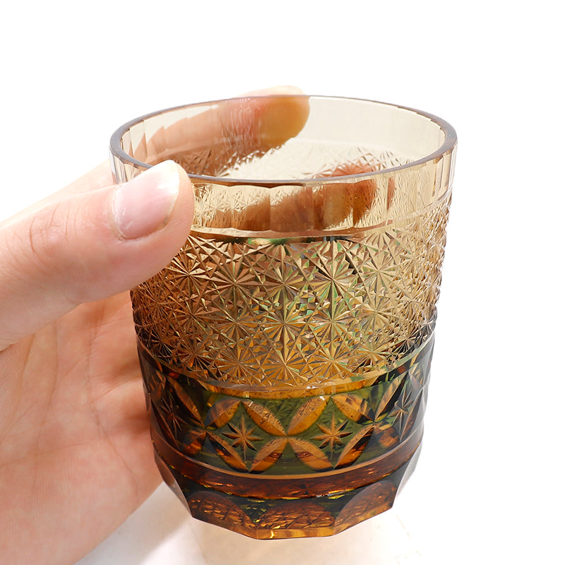 JP-047 250 ml Handcrafted Green Edo Kiriko Whiskey Glass Tumbler With Gift Box